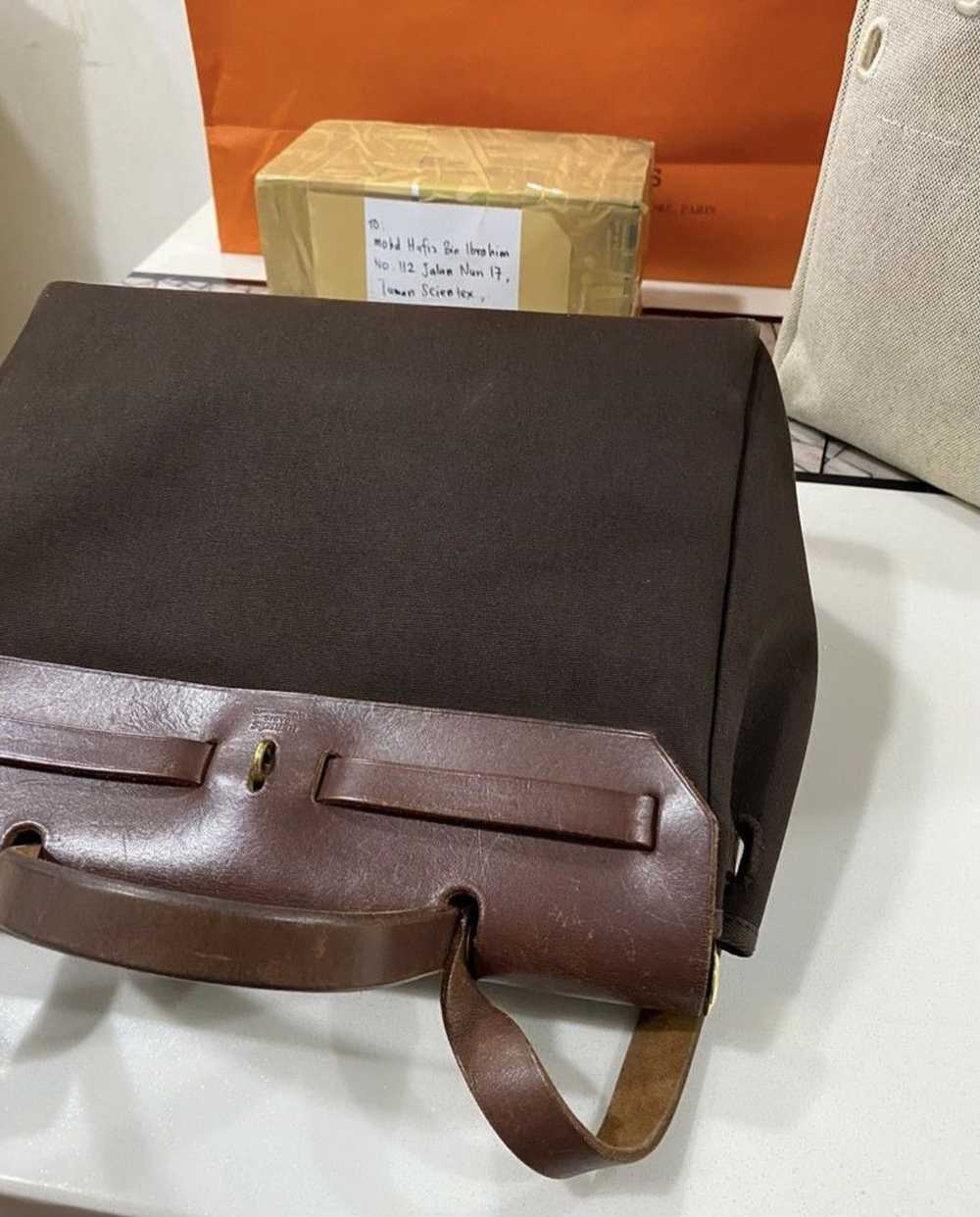 Hermès Authentic HERMES canvas & natural calfskin… - image 8