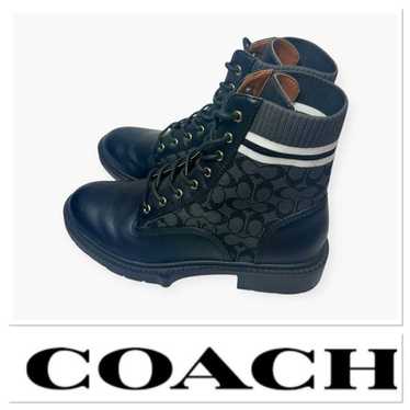 Coach Livia Sig black booties with logo size 6.5