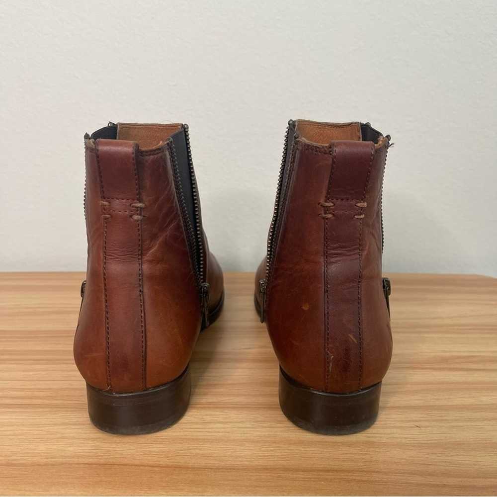 Frye Carly Leather Zip Chelsea Booties in Cognac - image 6