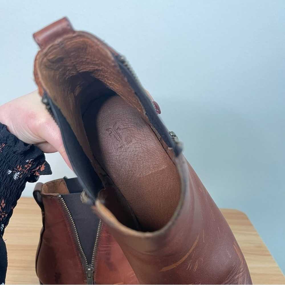 Frye Carly Leather Zip Chelsea Booties in Cognac - image 7