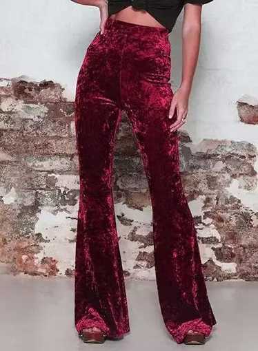 Streetwear Vintage Velvet Long Flare Pants Women