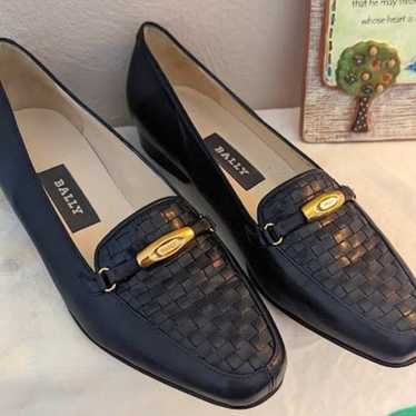Bally Navy Leather "Vanessa" Loafers Size 6M Vint… - image 1
