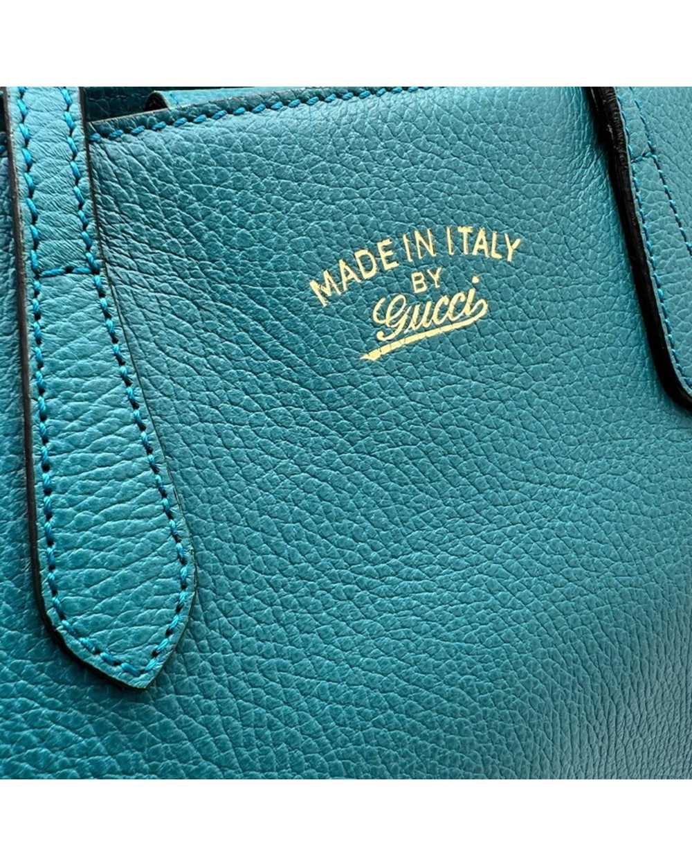 Gucci Blue Leather Swing Bag - image 6