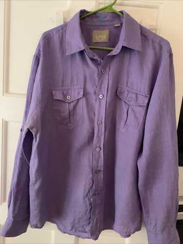 Bruno Bruno New York Linen Camp Shirt Purple Mens 