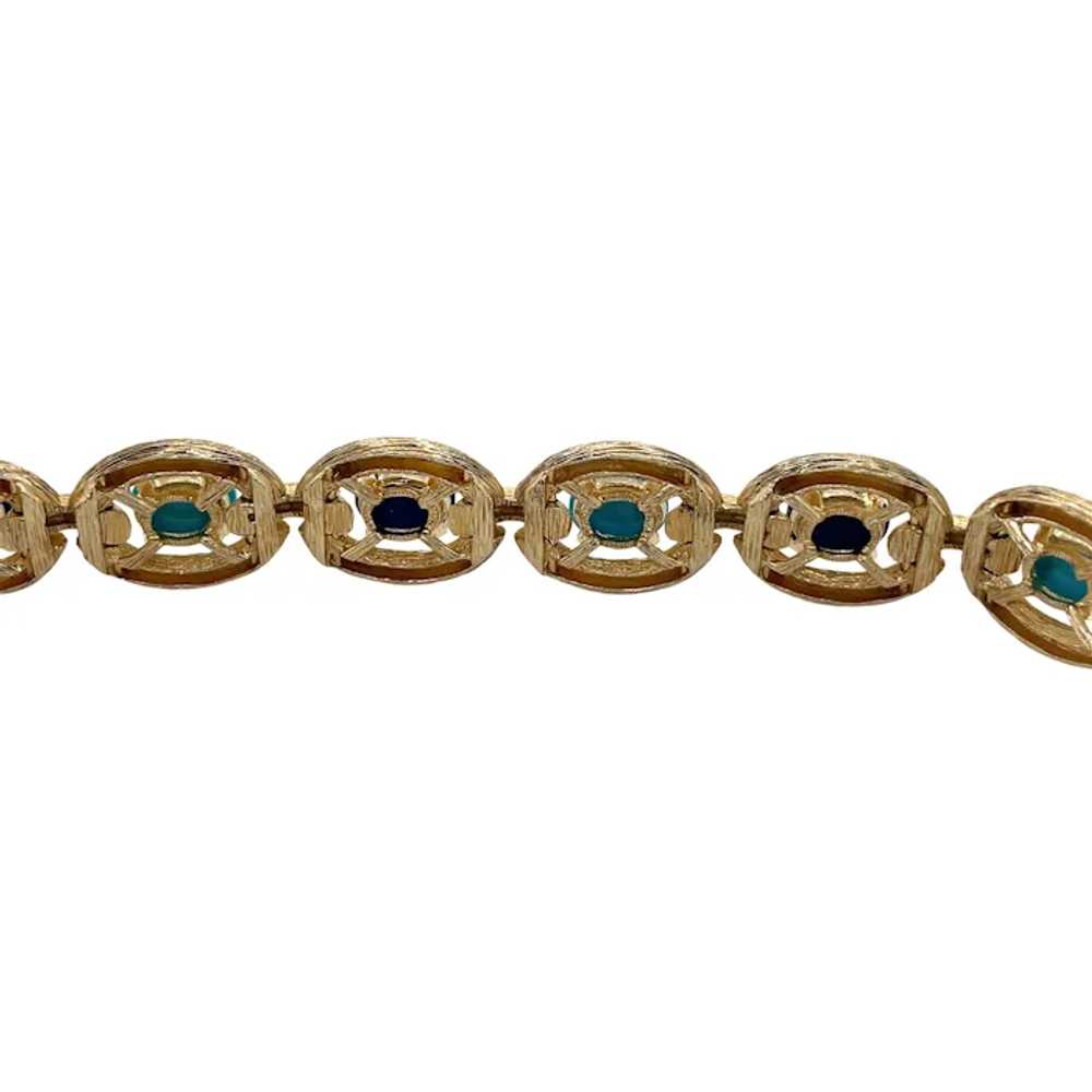 14K Yellow Gold Turquoise and Lapis Bracelet - image 2