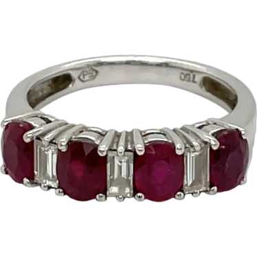 18K White Gold Ruby and Diamond Band