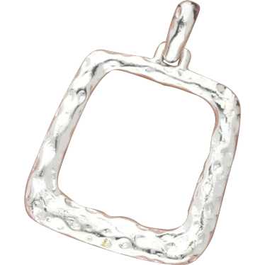 Sterling Silver Hammered Square Pendant