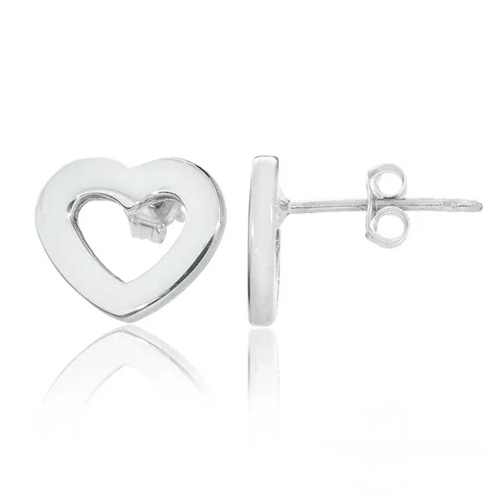 Tiffany & Co Sterling Silver Flat Open Heart Earr… - image 3