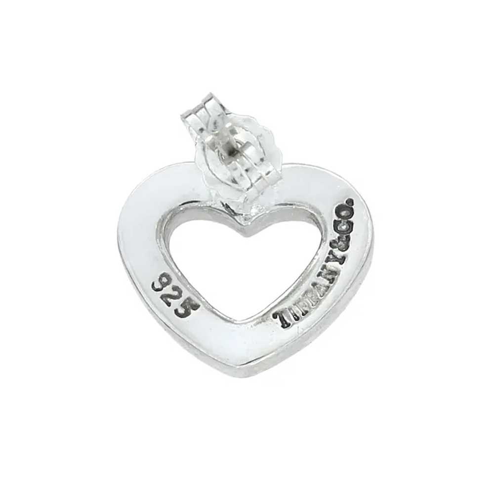 Tiffany & Co Sterling Silver Flat Open Heart Earr… - image 5