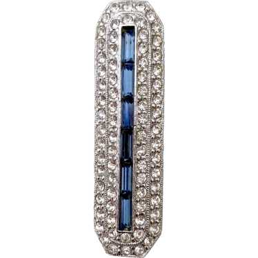 Classic Art Deco Revival Brooch with Faux Sapphire