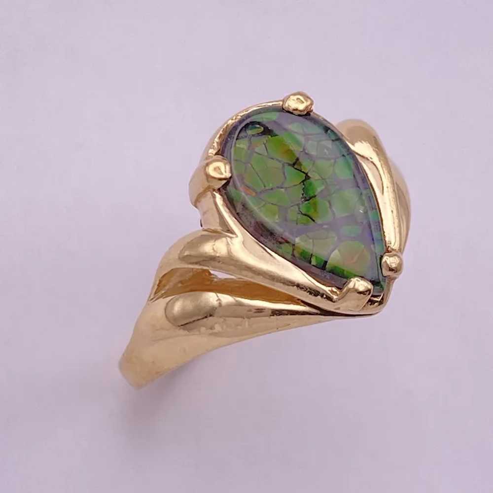 Ammonite Solitaire Vintage Ring 14K Gold by Kabana - image 2