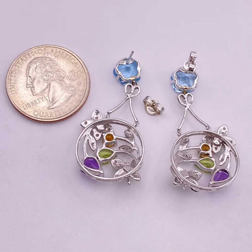 Colorful Gemstone BUTTERFLY Detail Dangle Earring… - image 5