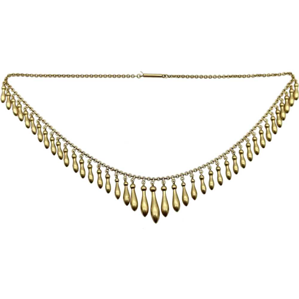 Victorian 14K Gold Graduated Fringe Necklace - image 1