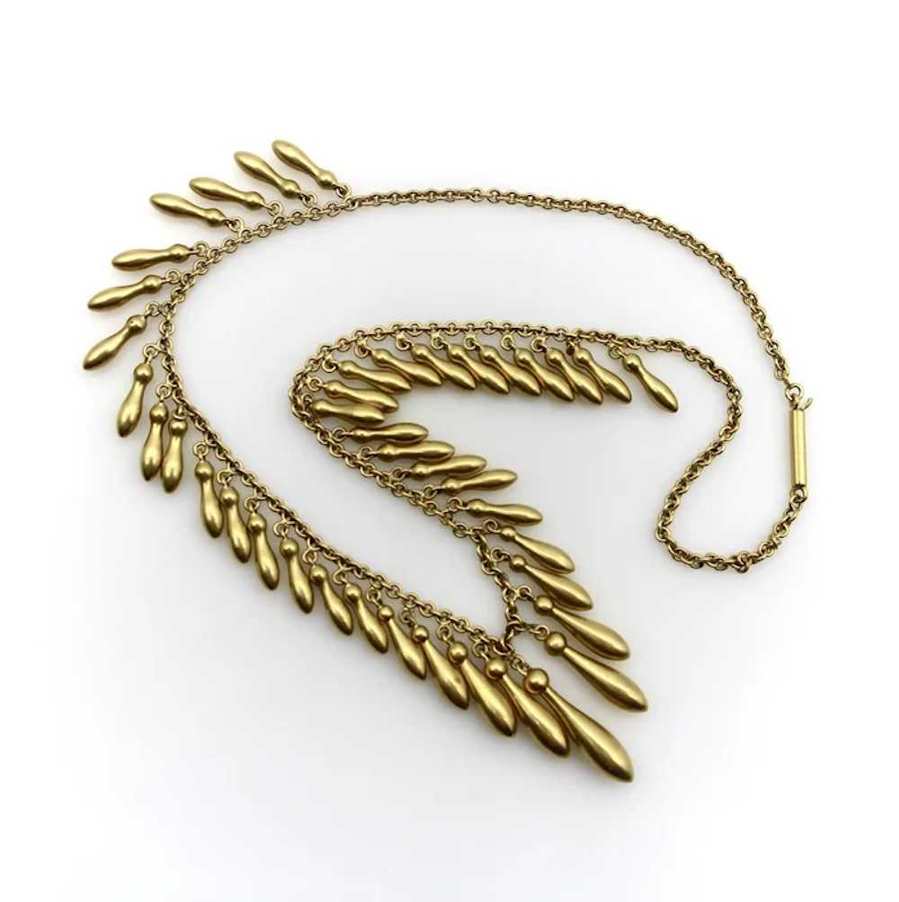 Victorian 14K Gold Graduated Fringe Necklace - image 2