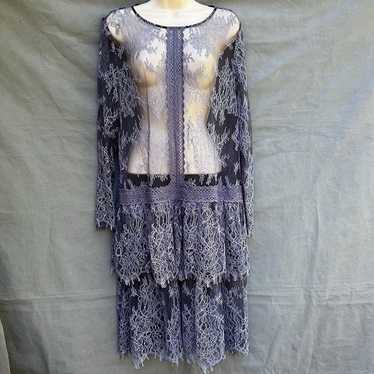 Sundance Blue Lace Dress OVERLAY Only Size Large … - image 1