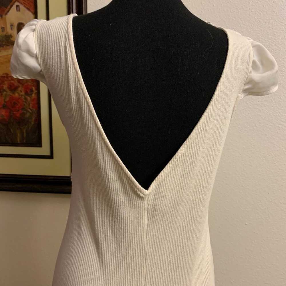 Zara Ecru Cotton Lace Short Sleeve Ribbed Dres - image 4