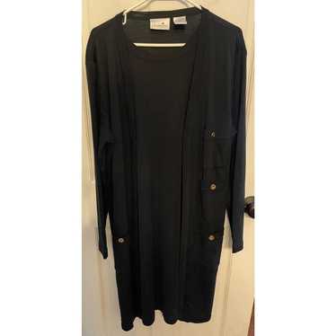 Liz Claiborne Sweater Dress Black Gold Buttons Wo… - image 1