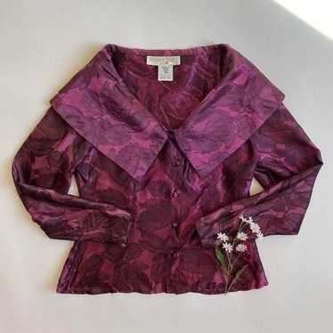 Vintage maroon floral blouse