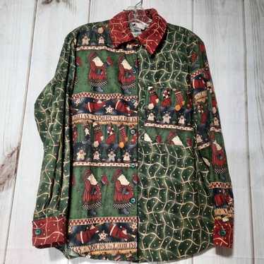 Vintage Christmas Shirt Ladies Medium Button Front - image 1