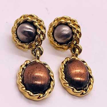 Liz Claiborne Vintage Pierced Dangling Earrings G… - image 1