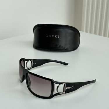 Gucci × Vintage Gucci Mask Horsebit Black Sunglas… - image 1