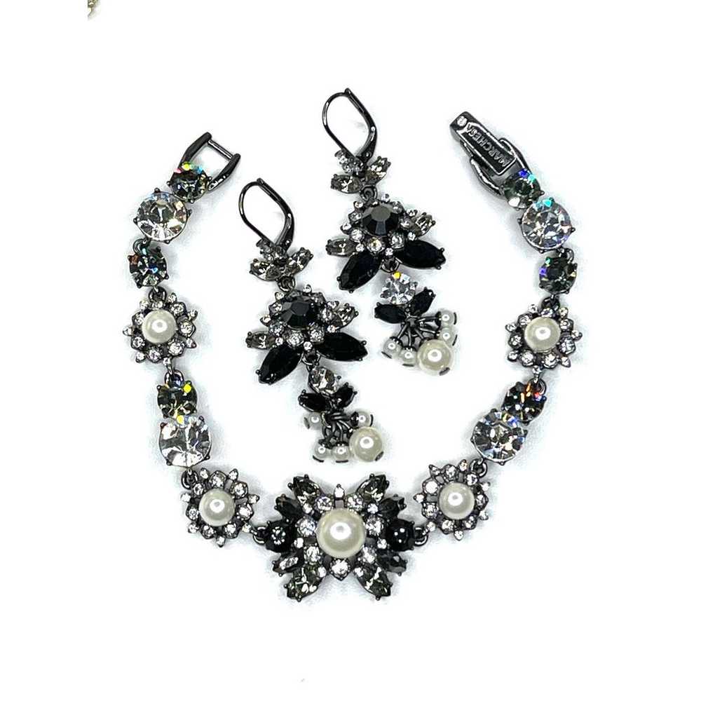 Vintage Bracelet Earrings Set Signed MARCHESA Rhi… - image 2