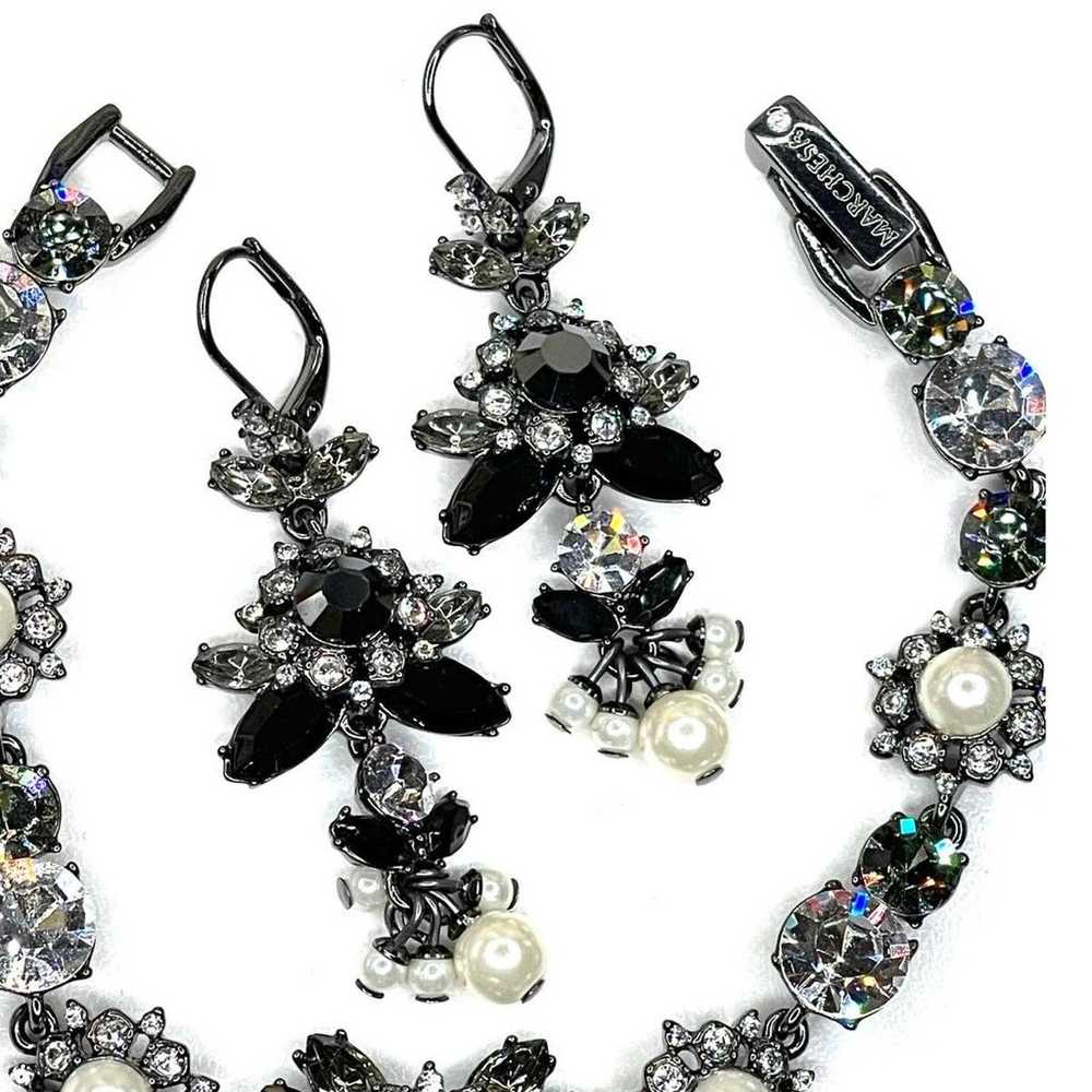 Vintage Bracelet Earrings Set Signed MARCHESA Rhi… - image 3