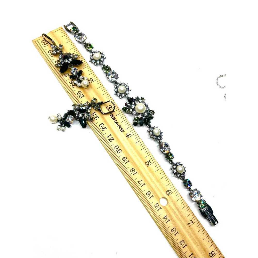 Vintage Bracelet Earrings Set Signed MARCHESA Rhi… - image 6