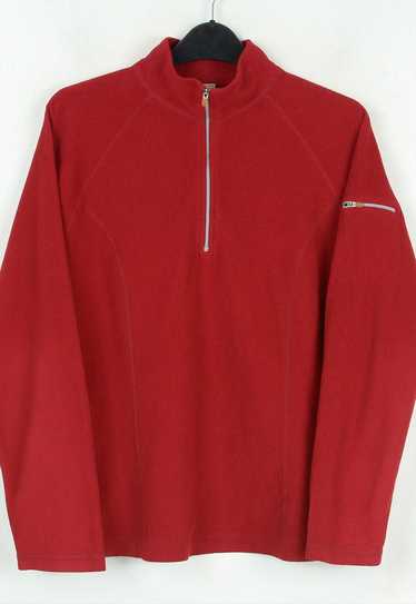 Fleece Jumper Zip Neck Pullover Red Sweater Sweats