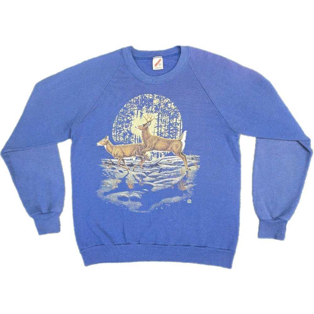 Jerzees Vintage LSJ Deers Sweatshirt Large Crewne… - image 1