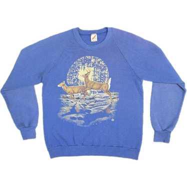 Jerzees Vintage LSJ Deers Sweatshirt Large Crewne… - image 1