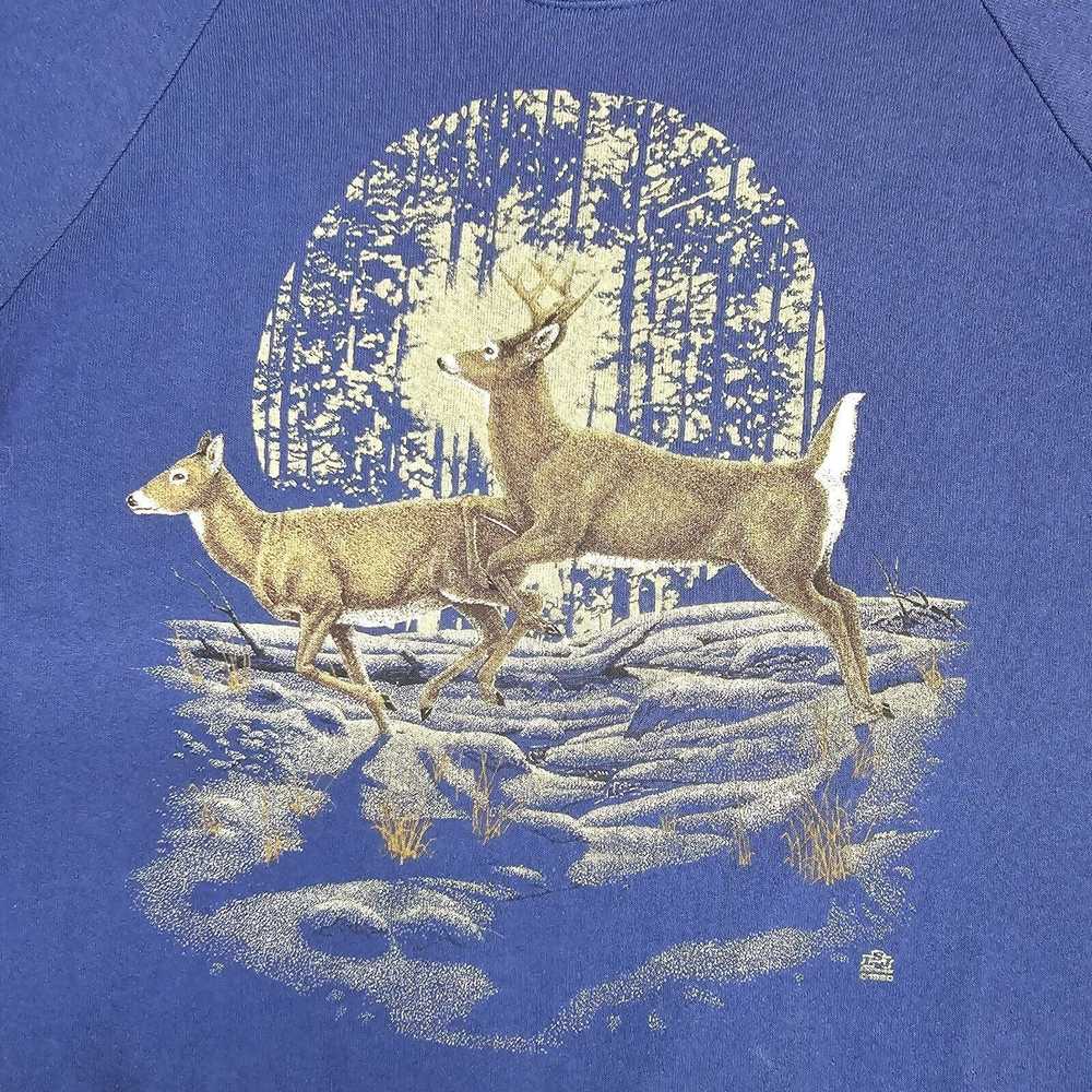 Jerzees Vintage LSJ Deers Sweatshirt Large Crewne… - image 3