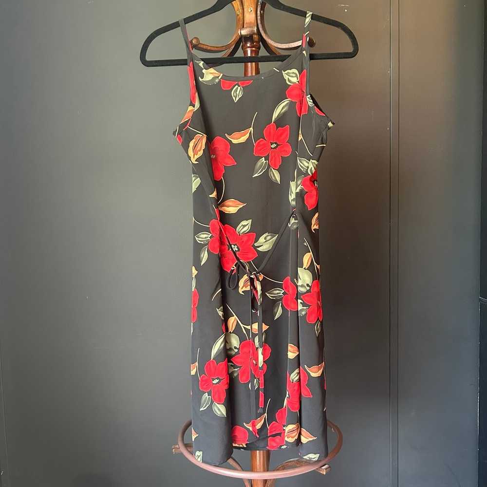 Black Red Green Floral Summer Dress 90s Y2K Vinta… - image 8