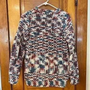 Vintage Handmade Knit Pink Blue White Sweater Smal