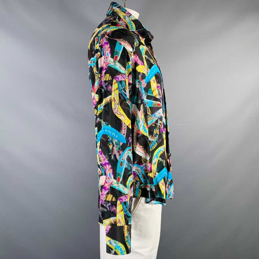 Billionaire Couture Black Multi Color Print Silk … - image 3