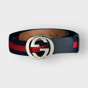 Gucci Gucci Belt Web Navy and Red Interlocking G … - image 1