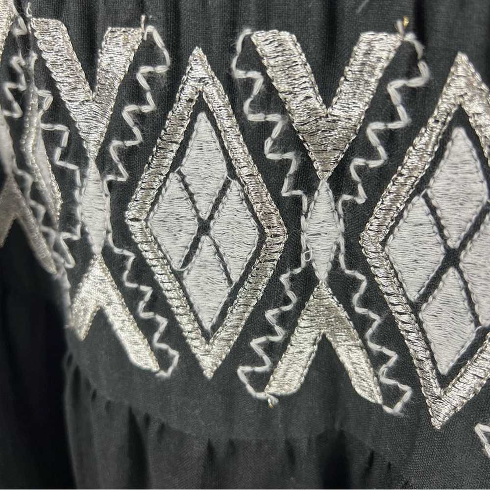 Chico's Boho Black Linen Silver White Embroidered… - image 6