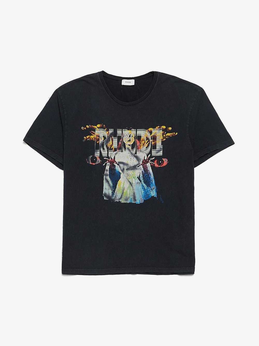 Rhude Navy Washed Eyes Lady Logo Printed Cotton T… - image 1