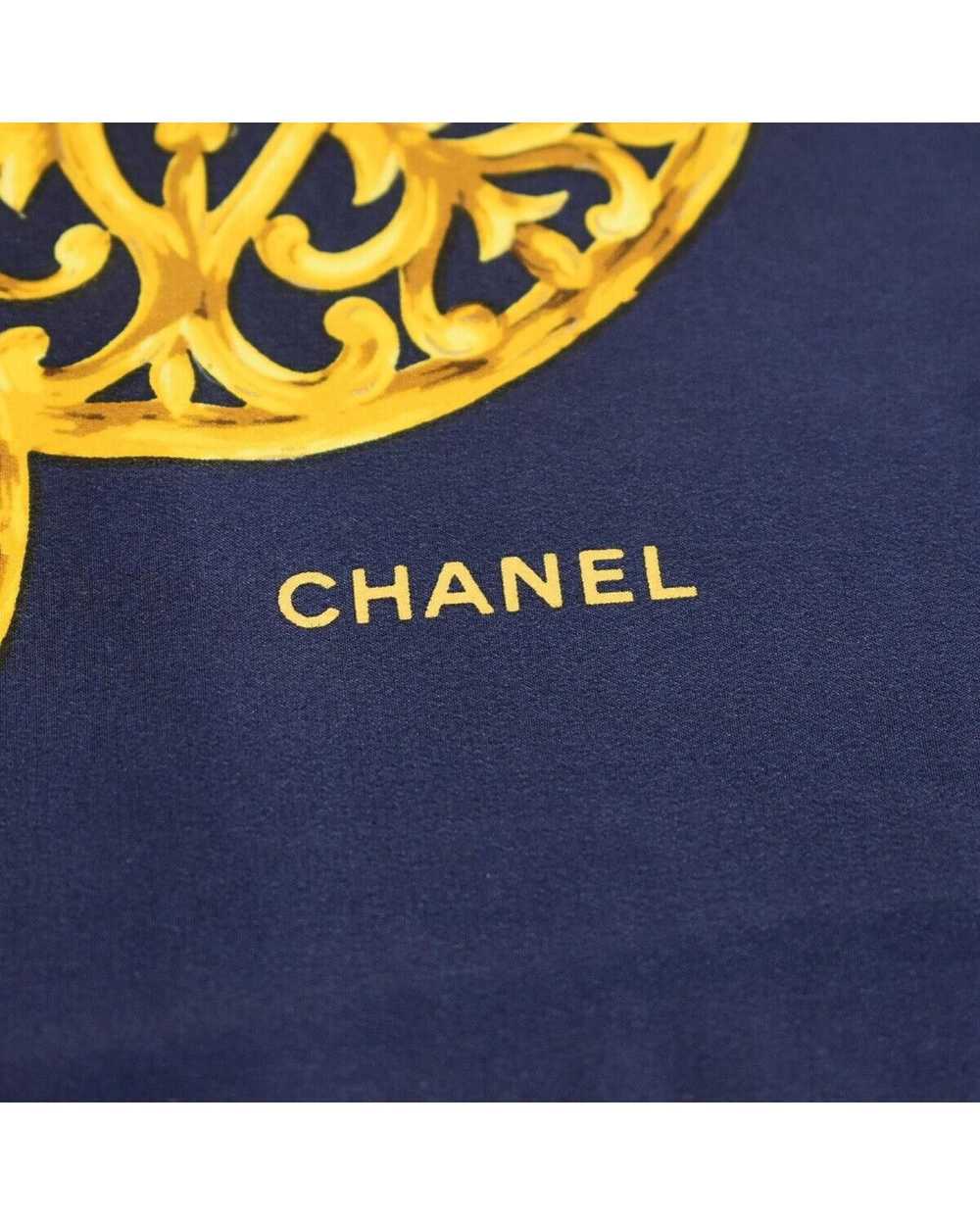 Chanel Navy Blue Silk Scarf - Timeless Elegance - image 7