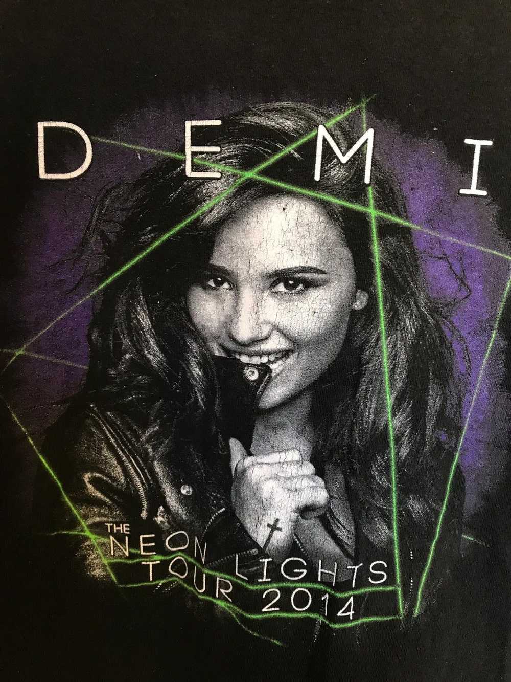 Vintage 2014 Neon Lights Demi Lovato Tour T-Shirt - image 4