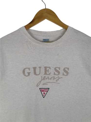 Vintage - Vintage 90s Guess T-Shirt Big Logo Embr… - image 1