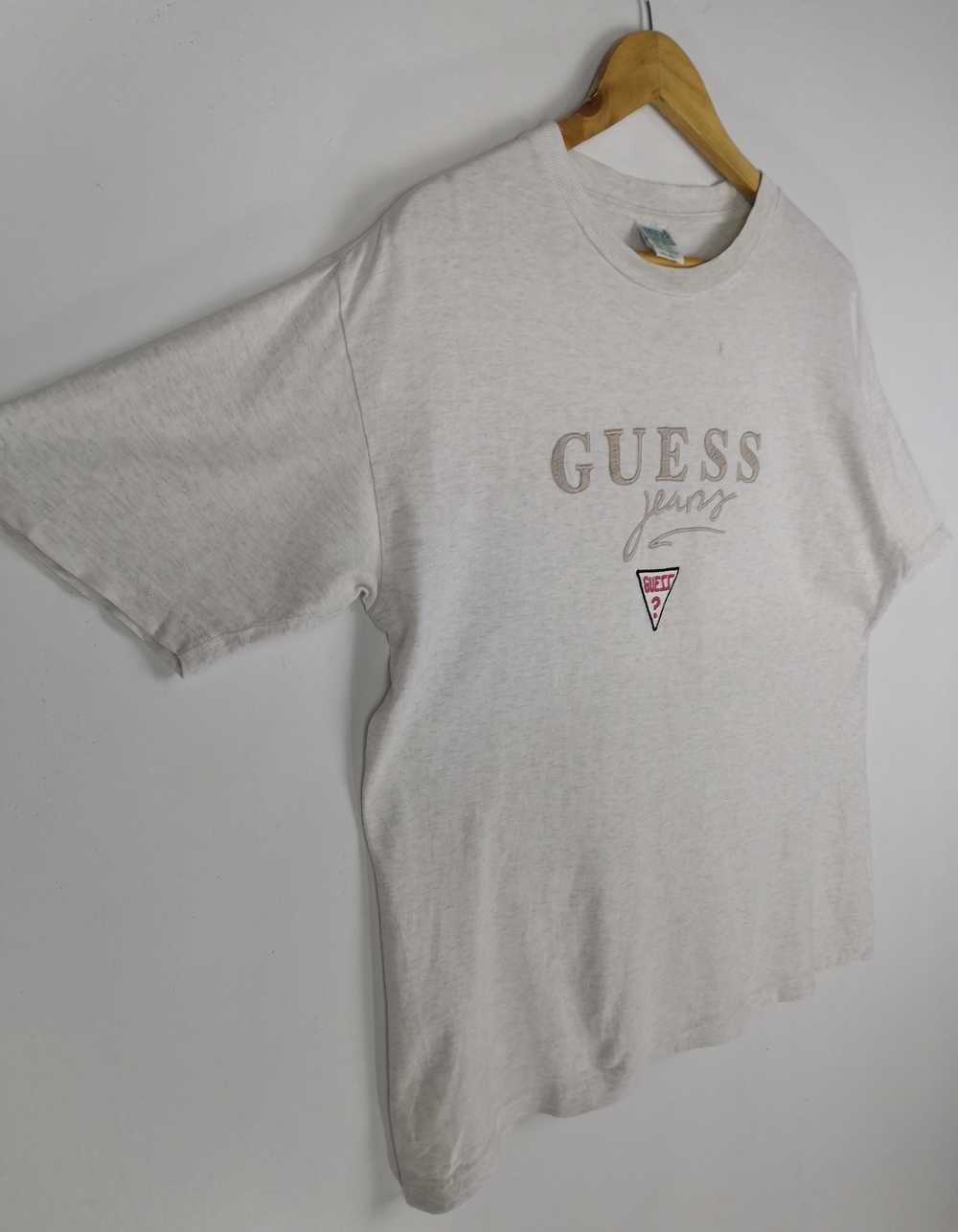 Vintage - Vintage 90s Guess T-Shirt Big Logo Embr… - image 4