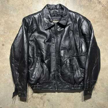 Leather × Leather Jacket × Vintage Vintage 90s Le… - image 1