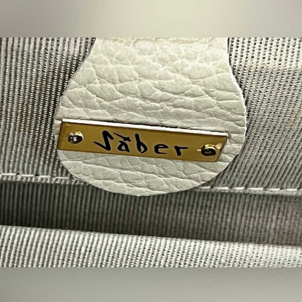 Vintage Saber Off White Leather Handbag & Change … - image 10