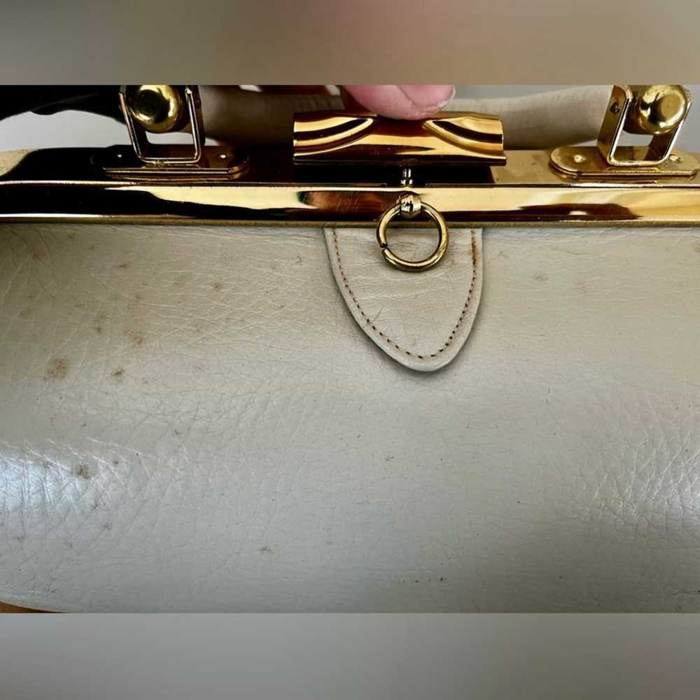 Vintage Saber Off White Leather Handbag & Change … - image 6