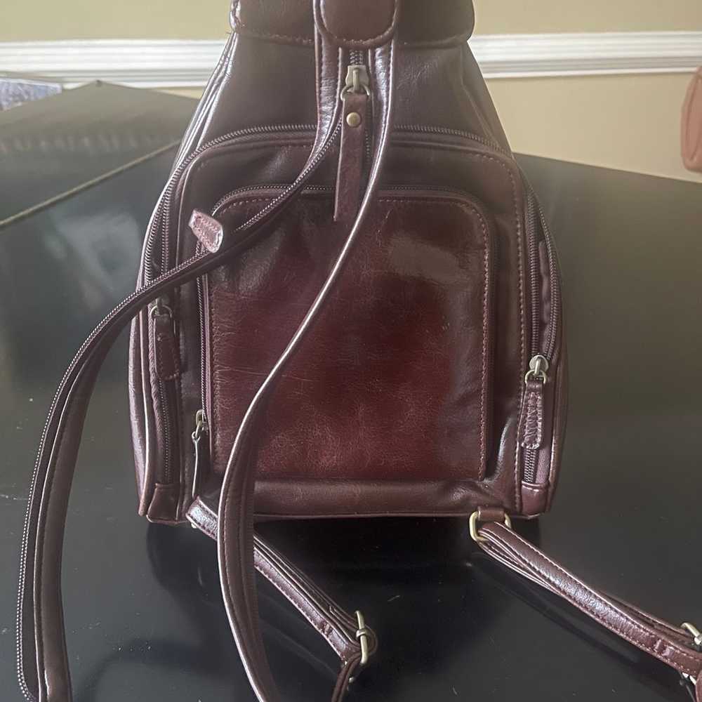 Vintage Aurielle Brown Leather Backpack Convertib… - image 2