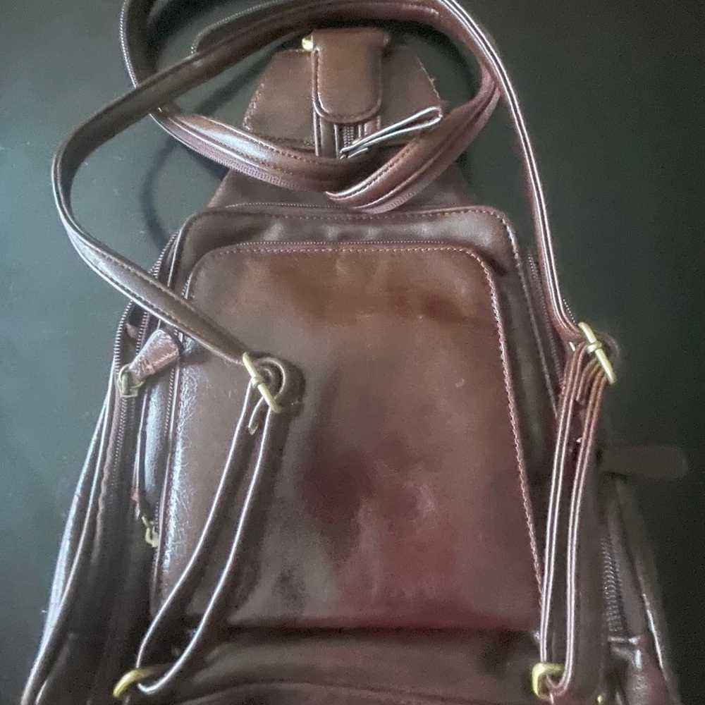Vintage Aurielle Brown Leather Backpack Convertib… - image 7