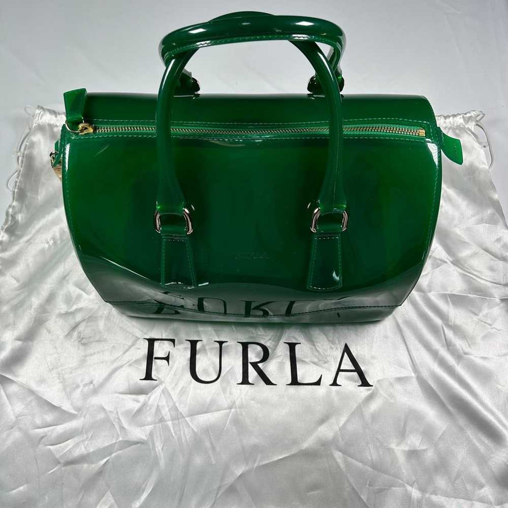 FURLA Candy Bag Jelly Satchel Handbag Purse Dark … - image 1