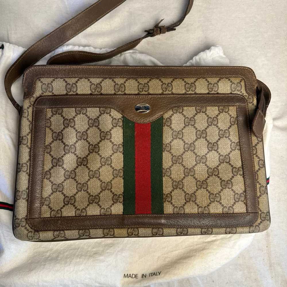 Vtg 80s GUCCI Classic GG Monogram Ophidia 3 Compa… - image 2