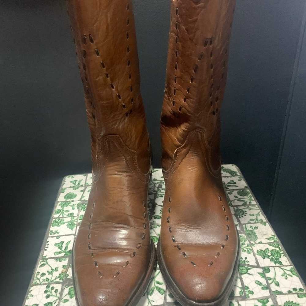 Vintage Wrangler Women's Brown Leather Cowboy Boo… - image 12